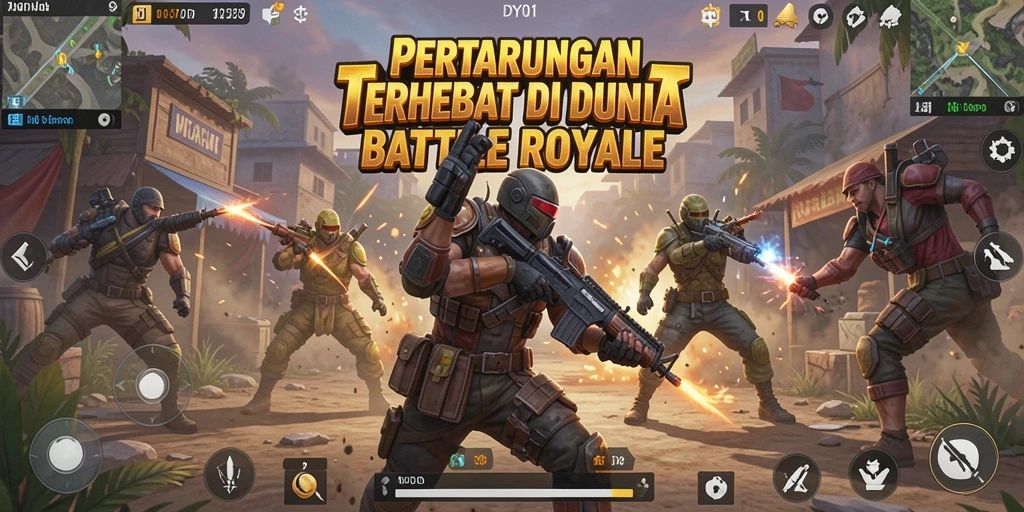 Gameplay DY01 yang intens dalam pertempuran Battle Royale.