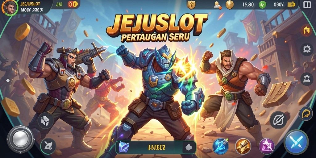 Tampilan dinamis battlefield dalam JEJUSLOT dengan aksi penuh strategi.