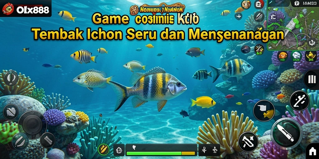 Screenshot gameplay OLX888 menampilkan aksi menembak ikan yang seru.