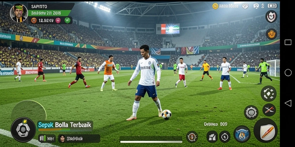 Tampilan gameplay SAPITOTO yang seru dan mendebarkan dalam sepak bola.