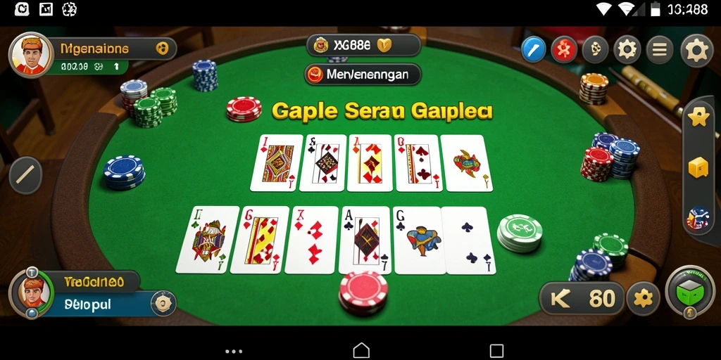 Gameplay seru Gaple di aplikasi X88 dengan teman-teman.